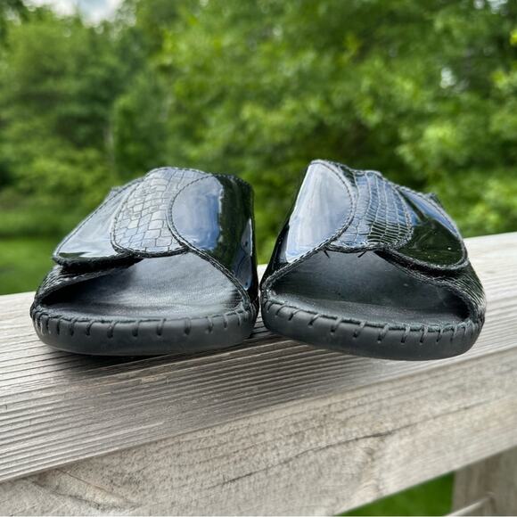 💜SALE: Anthropologie La Plume EU 39/US 8.5 Paola Black Leather Slip On Sandals - Picture 5 of 10